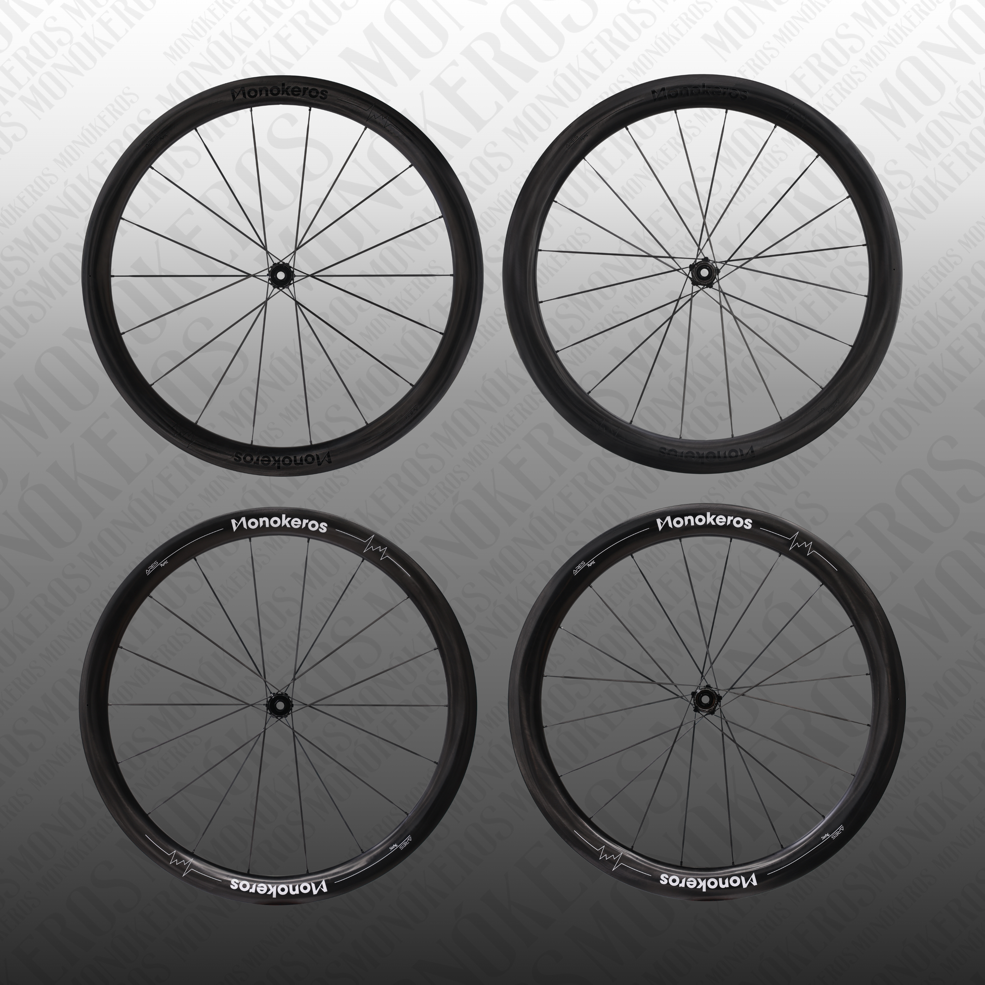 Monókeros Ares road wheelset — 45mm front, 52mm rear