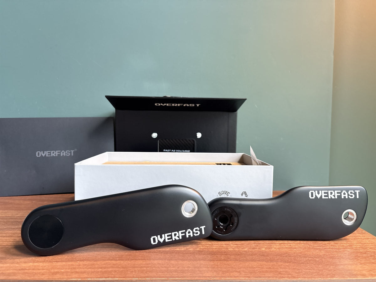 OVERFAST AEROX carbon crankarms — bladed profile, pair with presentation box